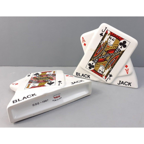 284 - A pair of WADE VINTAGE porcelain Black Jack wall plaques (SSS 1997) of the Jack of Spades and Jack o... 