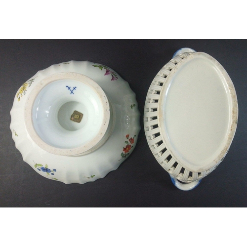 290 - A MEISSEN floral decoration fruit bowl standing 11cm approx, 22cm diameter.  In good condition with ... 