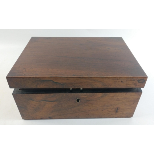 332 - A wooden tea caddy with 2 internal boxes, currently used as a sewing box.  25 x 19 x 12cm approx#117... 