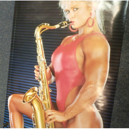 352 - SEXY Netherland printed Tony Knight bodybuilder poster showing the young bikini clad model playing t... 