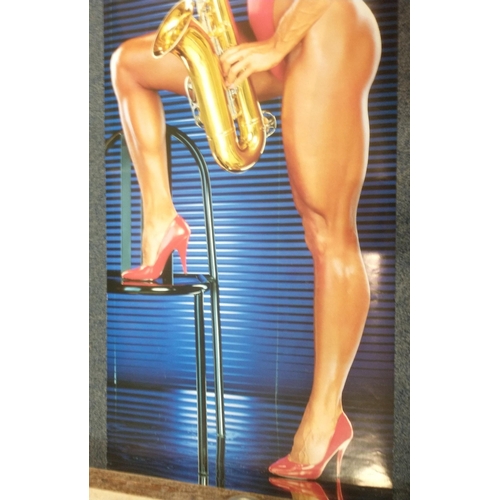 352 - SEXY Netherland printed Tony Knight bodybuilder poster showing the young bikini clad model playing t... 