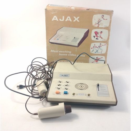 369 - A vintage AJAX home video game with 2 controllers.  In box with wear. Untested.#140