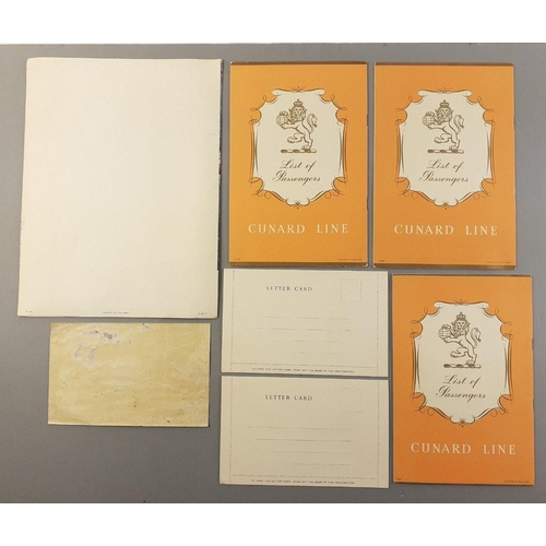 390 - A small collection of ephemera from the CUNARD LINE's Queen Mary and Queen Elizabeth to include gala... 