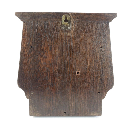 446 - A square faced British made oak barometer. 28cm tall approx.  Stamped P&R FLEMING & Co. Glas... 