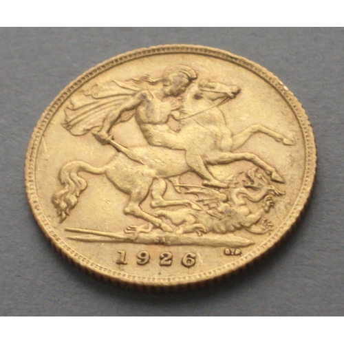 1 - 1926 George V Half Sovereign Gold Coin#1