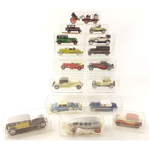 207 - Sixteen RIO Diecast models in plastic cases.  Wear to cases but models in generally good order.#216... 