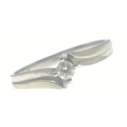 27 - Solitaire diamond 375 hallmarked white gold ring. Size M and weighs 1.8g. approx. Diamond approx 3mm... 