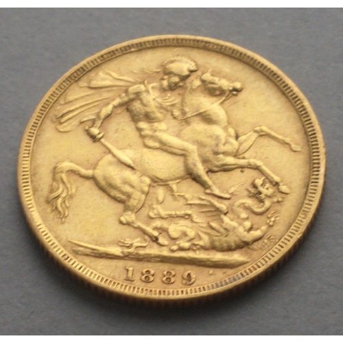 3 - A 1889 Victoria Full Sovereign Gold Coin#3