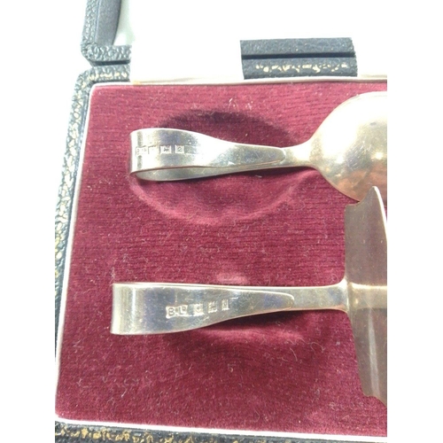 44 - A child's silver hallmarked, Birmingham 1965, christening set in lined presentation box.  Weight 37.... 