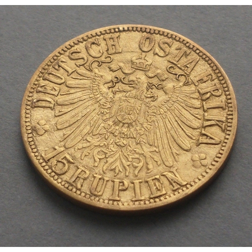 5 - 1916 German East Africa 15 Rupien Gold Coin.  Weighs 7.1g approx, struck in 18ct gold.#5