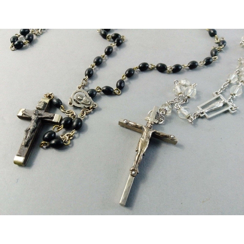 123 - Two sets of rosary beads, one with ROMA stamp. Plus one other string of glass beads#14