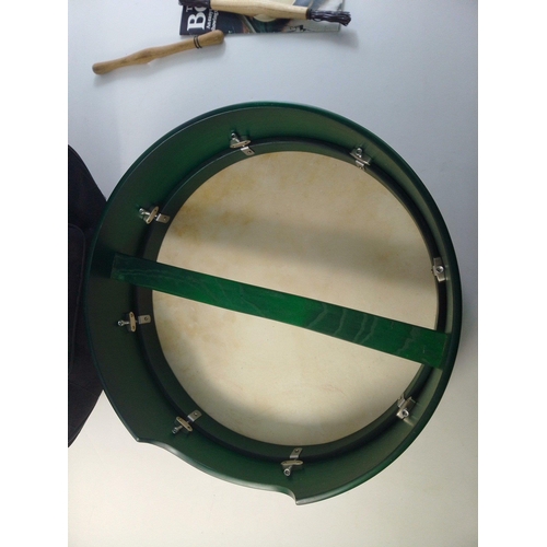 312 - A bodhran (45cm diameter) with soft case, learner's guide, and 2 beaters#101