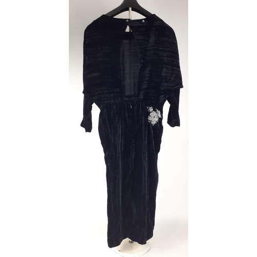 383 - A black velvet PARIS ATELIER & OTHER STORIES dress in UK size 8.  Diamante detail at hip.#135... 