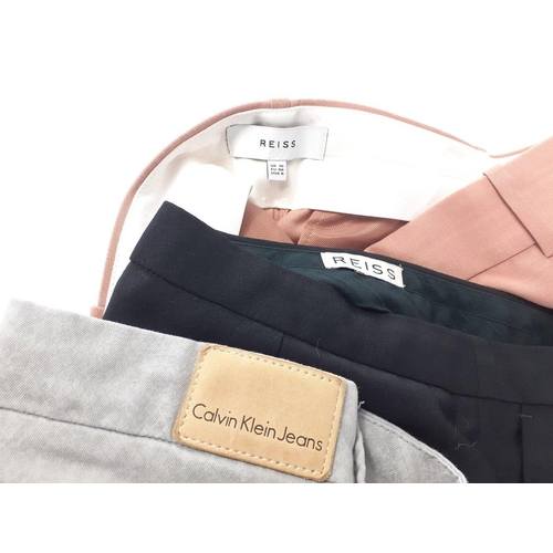 388 - Two pairs of REISS trousers size 10, both a wool mix plus 1 pair of CALVIN KLEIN regular rise skinny... 