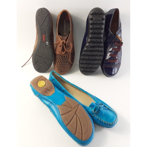 397 - One pair of blue patent HOVERCRAFT shoes size 38, a pair of CAMEL ACTIVE size 5 leather shoes from R... 