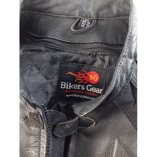 461 - A black leather BIKER'S GEAR jacket UK size 48, 4XL, with removable quilted lining and stiffening in... 