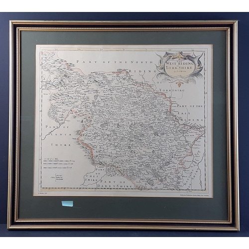 109 - A framed print of Part of the North Riding of Yorkshire from the 1695 map by ROB MORDEN.  Frame meas... 