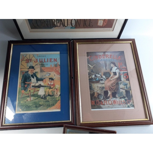 129 - Nice lot of colourful advertising pieces to include a Chivas Regal mirror 33cm x 23cm. A super Coint... 