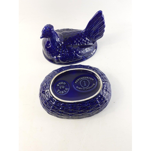 161 - A PORTMEIRION cobalt blue chicken oven-to-table egg holder size 1#181