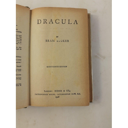 236 - DRACULA by BRAM STOKER 18th edition published by Rider in 1928.  Hardback with colour dust jacket pr... 