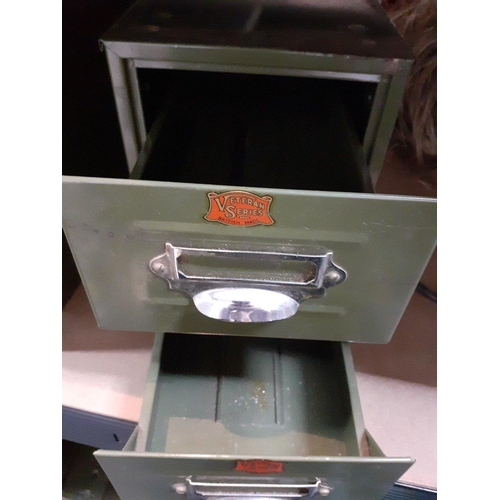 390 - THEY LOOK THE PART! - Vintage c1950's VETERAN SERIES khaki green metal drawer set of two (individual... 