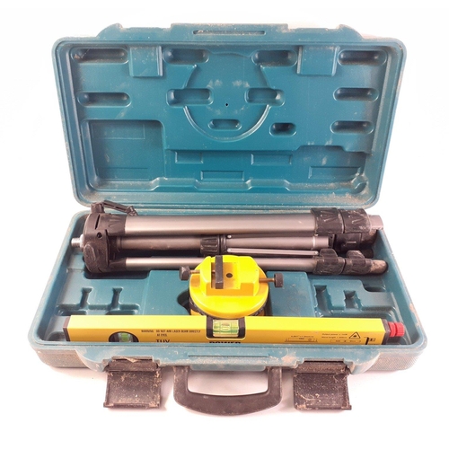 402 - POWER MASTER cased laser level with tripod in good used condition.#425