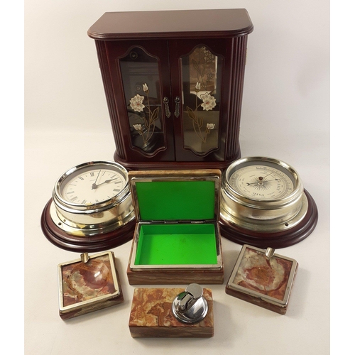 419 - A mixed lot to include a mid-century coffee table smoking set comprising 2 ashtrays, 1 cigarette box... 