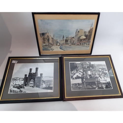 322 - Two framed photographs, a print and a nice watercolour all with Dundee interest. The watercolour sig... 