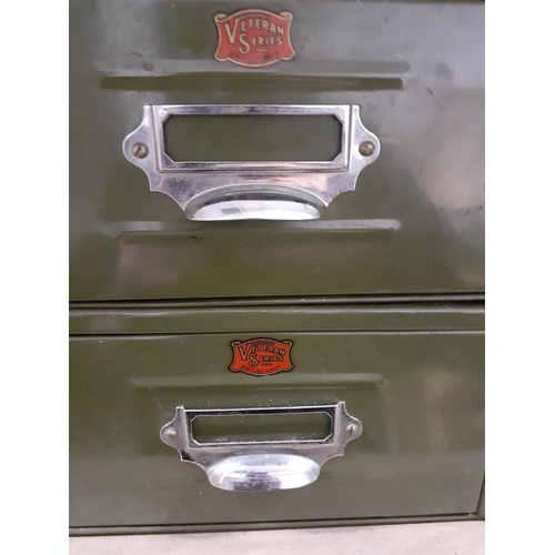 389 - THEY LOOK THE PART! - Vintage c1950's VETERAN SERIES khaki green metal drawer set of three (individu... 