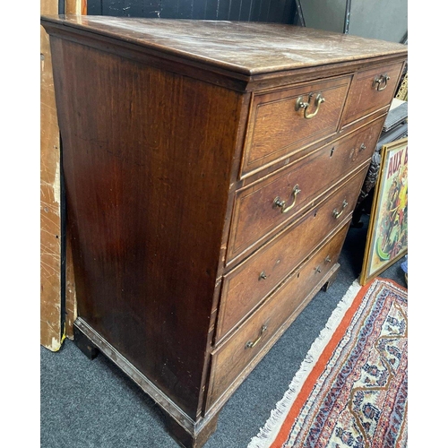 91 - VICTORIAN MAHOGANY chest of drawers with 2 over 3 drawers -  measures H101 x W100 x D54cm approx.  T... 