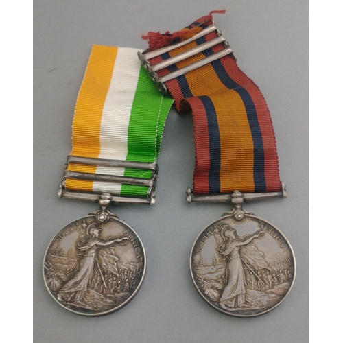 14 - VICTORIA BOER WAR medal pair RFA / SAC comprising Queen's South Africa Medal with Natal Orange Free ... 