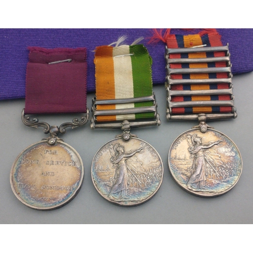 15 - VICTORIA BOER WAR medal trio 1st YORKSHIRE AND LANCASHIRE REGIMENT awarded to 2486 Pte. R. Wilson co... 