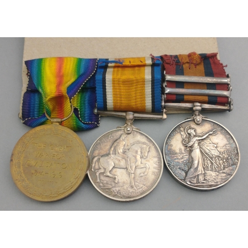 17 - VICTORIA BOER WAR/WWI medal trio ROYAL HIGHLANDERS awarded to 8220 Pte. D. Doig , comprising Queen's... 