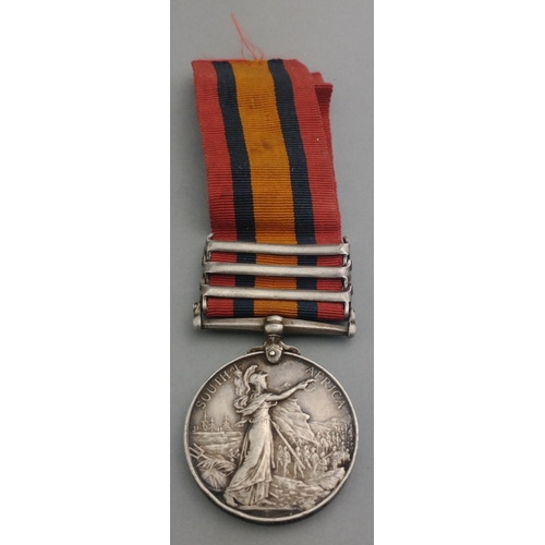 23 - VICTORIA Queen's South Africa Medal with 3 clasps for Cape Colony, Orange Free State and Transvaal, ... 