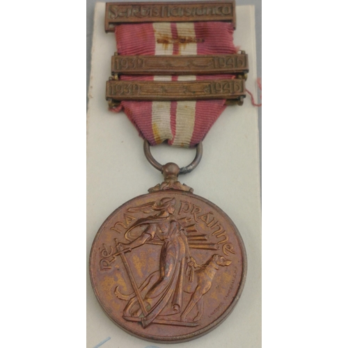 309 - GEORGE VI Irish Emergency Medal with 2 clasps unnamed as issued#320