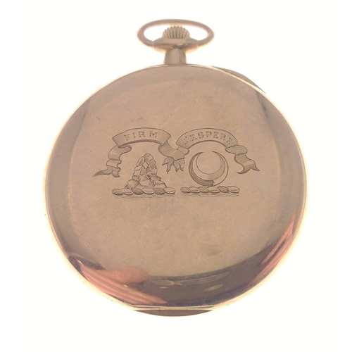 49A - ROYAL NAVY INTEREST. 18k stamped gold pocket watch, inscribed NDH from RC - 27.IV.1910.  NORTH DE CO... 