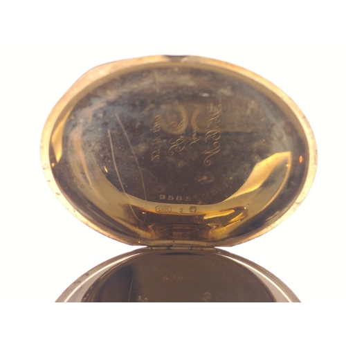 49A - ROYAL NAVY INTEREST. 18k stamped gold pocket watch, inscribed NDH from RC - 27.IV.1910.  NORTH DE CO... 