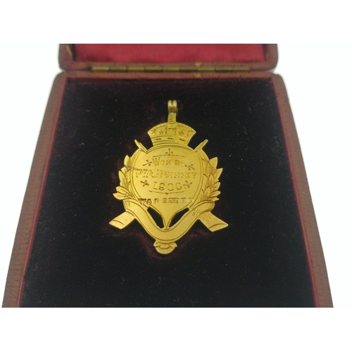 56 - A 375 hallmarked gold medal awarded by Halkirk Rifle Volunteers, 40mm, gross weight 8.32g approx#60... 