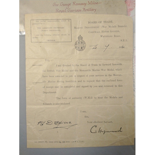 70 - A small collection of military ephemera to include Enlistment Notice to Jas. Foggo, Certificate of S... 