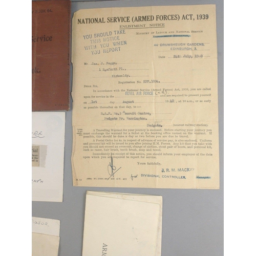 70 - A small collection of military ephemera to include Enlistment Notice to Jas. Foggo, Certificate of S... 