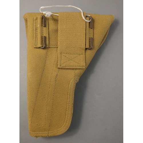 74 - A khaki canvas ZL&TL 1945 holster with military crow's foot#83