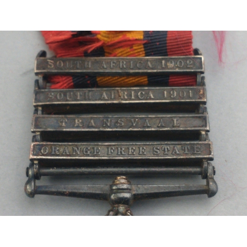 1 - VICTORIA BOER WAR Queen&rsquo;s South Africa medal with 4 clasps  - Orange Free State, Transvaal, So... 