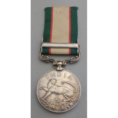 103 - GEORGE VI India Service Medal with North West Frontier 1936-1937 clasp awarded to 9858 Nik Udham Sin... 