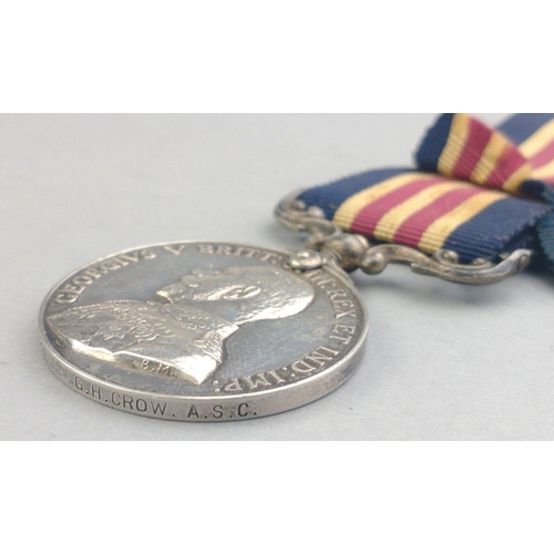 104 - WWI war medal GEORGE V Military Medal awarded to M2-052308 L.Cpl. G. H. Crow ARMY SERVICE CORPS with... 