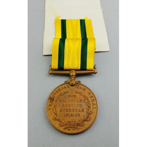 105 - WWI Territorial War Medal awarded to 1524 Pte. G. Thomson SEAFORTH HIGHLANDERS with ribbon#116