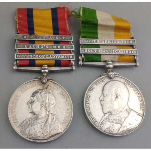 11 - VICTORIA BOER WAR medal pair GORDON HIGHLANDERS awarded to Pte D. Burke comprising Queen's South Afr... 