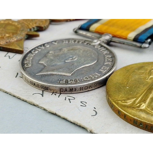 112 - WWI medal trio  - CAMERON HIGHLANDERS awarded to 17169 Pte. W.L. Nairn comprising 1914-15 Star, Brit... 