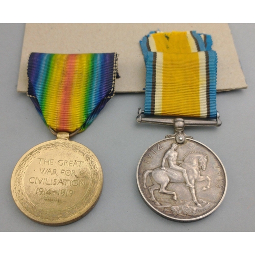 118 - WWI medal pair ROYAL HIGHLANDERS awarded to S-40719 Pte. A. Mollison comprising British War Medal an... 