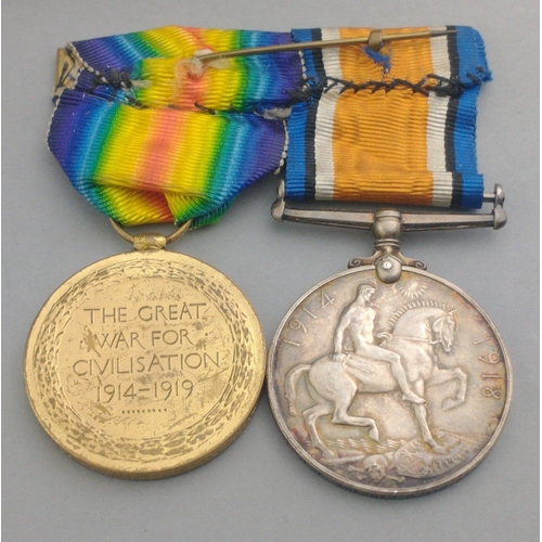 119 - WWI medal pair ROYAL HIGHLANDERS awarded to S-16879 Pte. J. Carcary comprising British War Medal, Vi... 