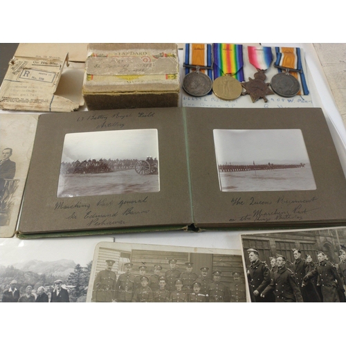 122 - WWI family group QUEEN'S REGIMENT and THE ROYAL HIGHLANDERS awarded to G-64374 Pte. D.M. Pert The Qu... 